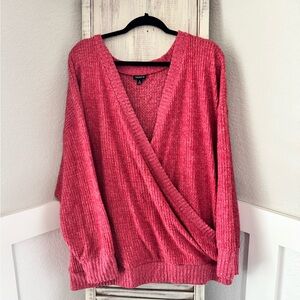 EUC!! Torrid Plus Size V-Neck Faux Wrap Red Sweater. Very Soft Size 4